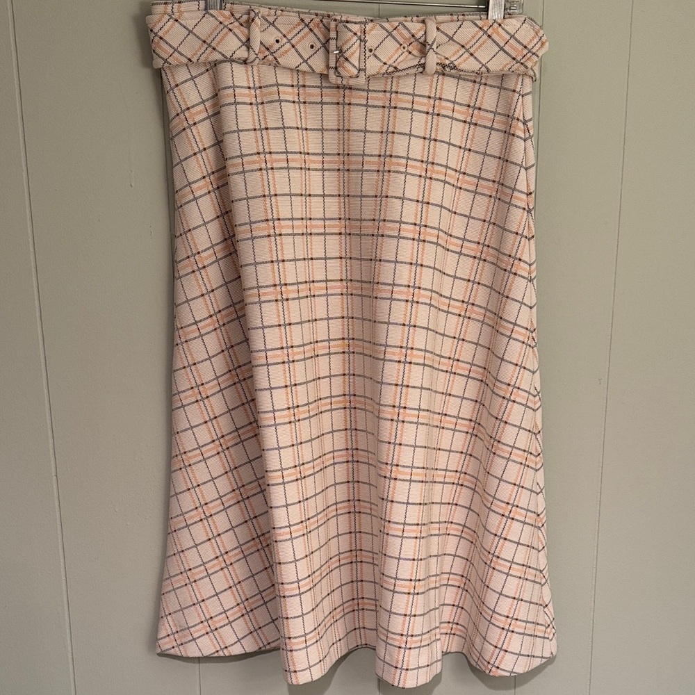 Ann Taylor Plaid A-Line Skirt - Cream and Golden Yellow
